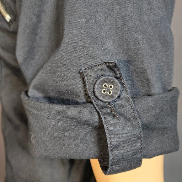 Y2K Black Cargo Mini Dress Size M Le Chateau Zip Up Flap Pocket Utility Emo Punk - Picture 7 of 12